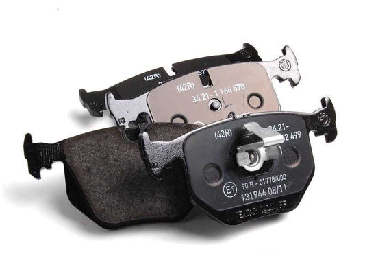 Juego de pastillas de freno traseras sin asbesto OEM 34216761248 para BMW E46, E39, E38, E53, E85, E86, E52. Original BMW.