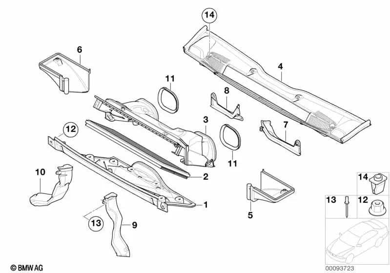 Left retaining bracket for BMW E53 (OEM 64318381027). Original BMW.