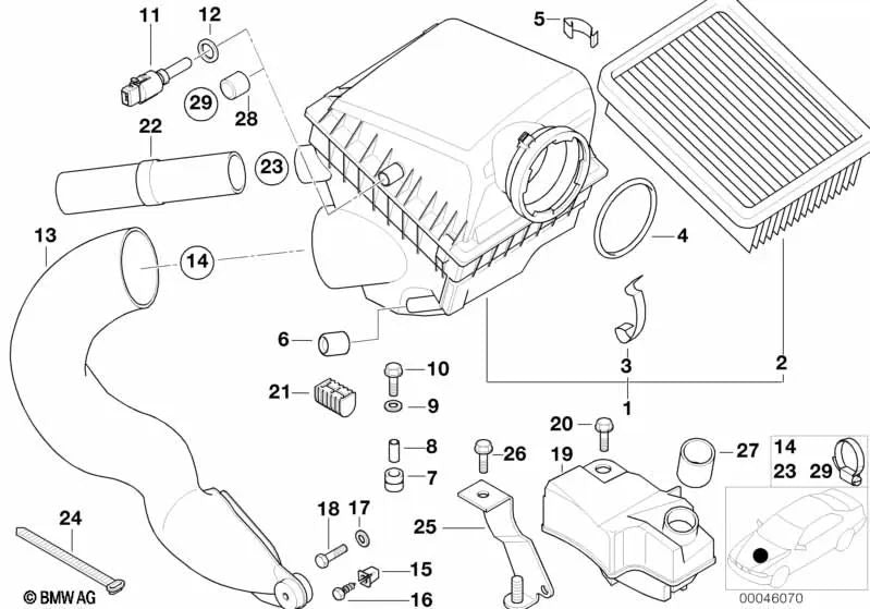 Silenciador de admisión OEM 13711436613 para BMW Serie 7 E38 740i, 740iL. Original BMW.