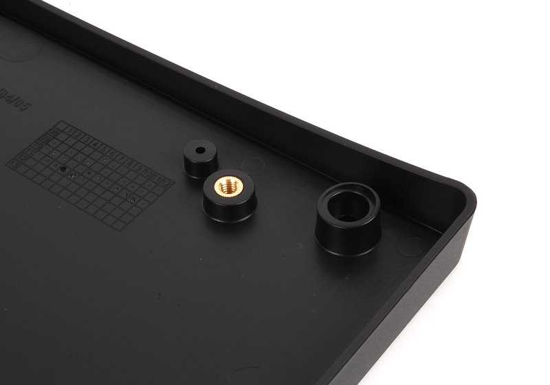 Registration support with insert threaded OEM 51117143749 for BMW E90, E91. Compatible with US/Japan versions. Original BMW.