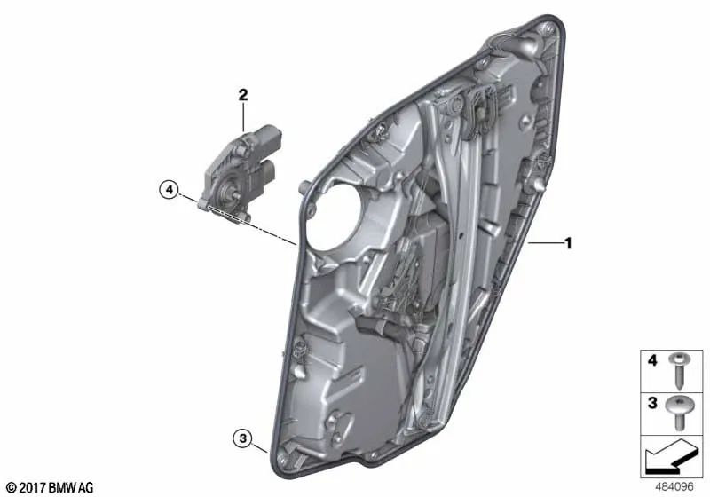Portador de puerta trasera derecha OEM 51357498150 para BMW X3 G01, X3 G01 LCI, X3 M F97, X3 M F97 LCI. Original BMW.