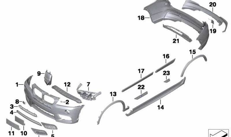 Parrilla central inferior OEM 51118048097 para BMW X3 F25 (paquete M). Recambio original BMW.