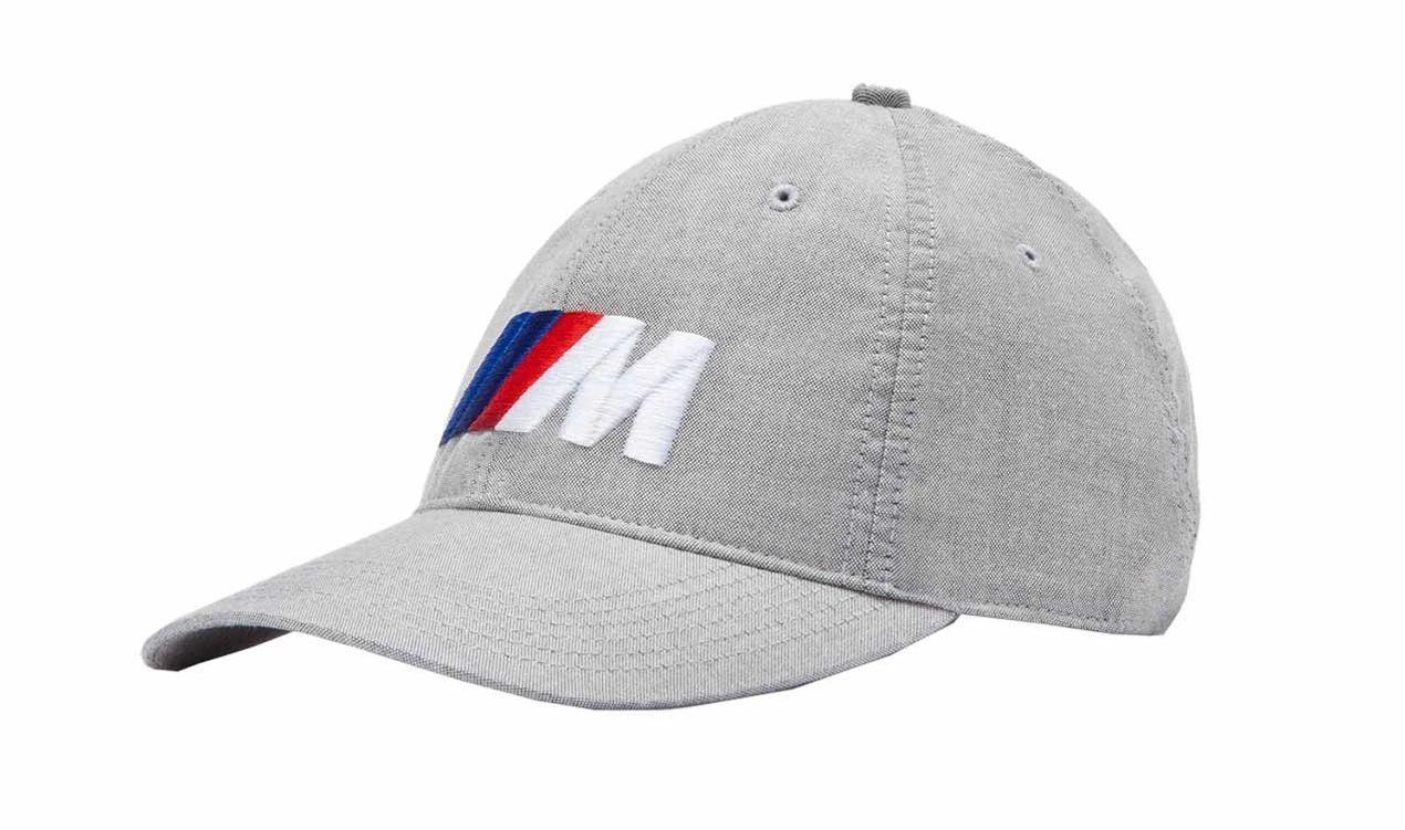 Graue Kappe mit BMW M OEM -Logo 80162864021, Einzelgröße, 100% organischer Baumwolle, Aluminiumanpassung. Für BMW M. Original BMW -Fans.