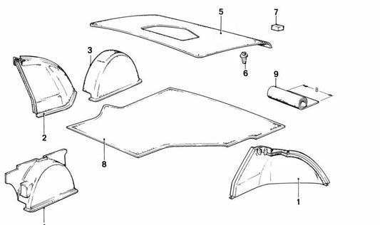 Casado interior da porta traseira OEM 51491849473 para BMW E23. BMW original.
