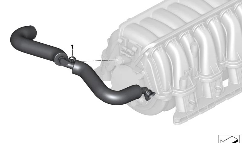 Tubo de ventilación OEM 11617563477 para BMW E60, E61, E63, E64, E65, E66, E70. Original BMW.