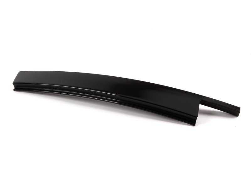 Moldura marco ventanilla puerta trasera izquierda OEM 51342695289 para BMW E46. Color negro brillante. Original BMW.