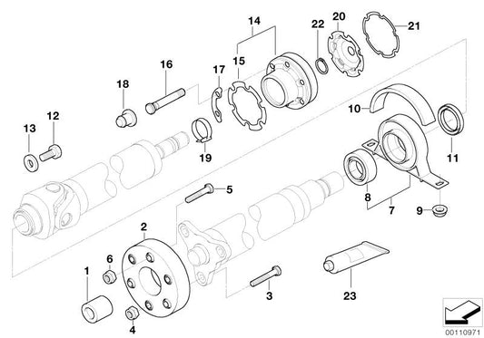 Trasmissione di alluminio OM centrale Rotolamento 26122282496 per BMW E46 330D e 330CD (tutti i modelli compatibili). BMW originale.