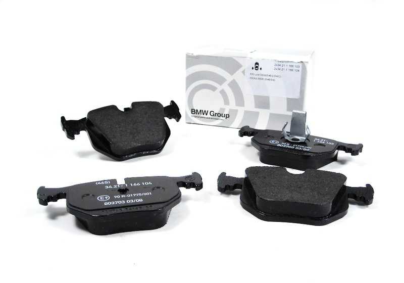 Juego de pastillas de freno sin amianto OEM 34216761240 para BMW E46 (Modelos compatibles: 316i, 318i, 320i, 323i, 325i, 328i, 330i y más). Original BMW.