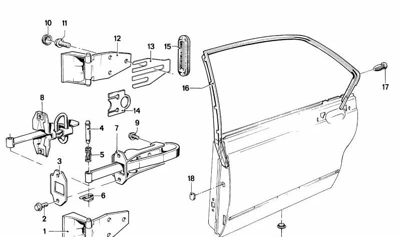 Bisagra derecha OEM 41511873434 para BMW E23. Original BMW.