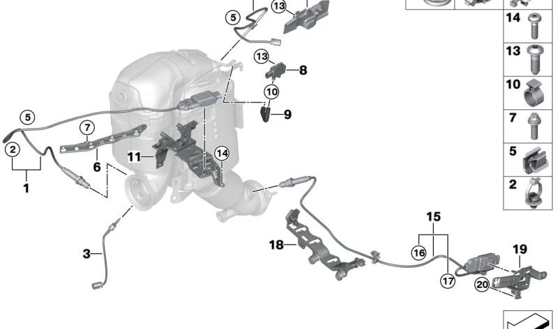 Soporte unidad de control NOX OEM 13628477206 para BMW G05, G06, G07. Original BMW.