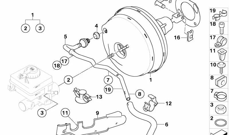 Tubo de vacío OEM 11667610750 para BMW E60, E61, E63, E64. Original BMW.