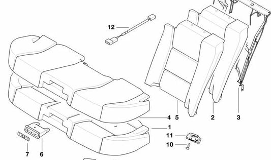 Suporte à direita assento traseiro OEM 52208186670 para BMW E38. BMW original.