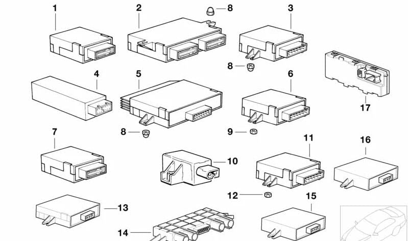 Módulo control persiana solar OEM 61351382995 para BMW E34, E32, E38, E31. Original BMW.