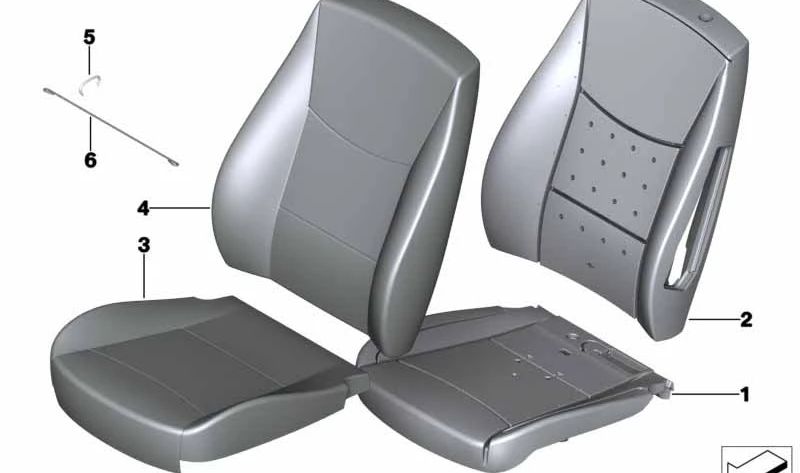 Left Leather Backrest Base Cover for BMW F25, F26 (OEM 52107255663). Original BMW.