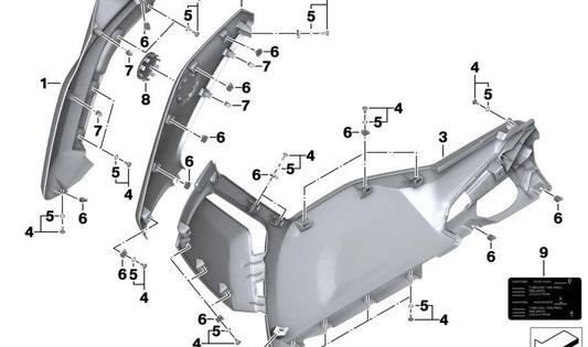 Laterales Stück der unteren rechten Verkleidung OEM 46638545682 für BMW Motorrad C Evolution (K17). Originaler BMW Motorrad.