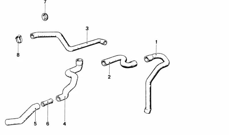 Manguera de retorno calefacción OEM 64211368744 para BMW E23. Original BMW.