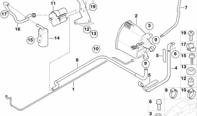 BMW Clamp 3 E30, 5 E28 Series, 7 F01 Series, F02 (OEM 17127634089). BMW d'origine