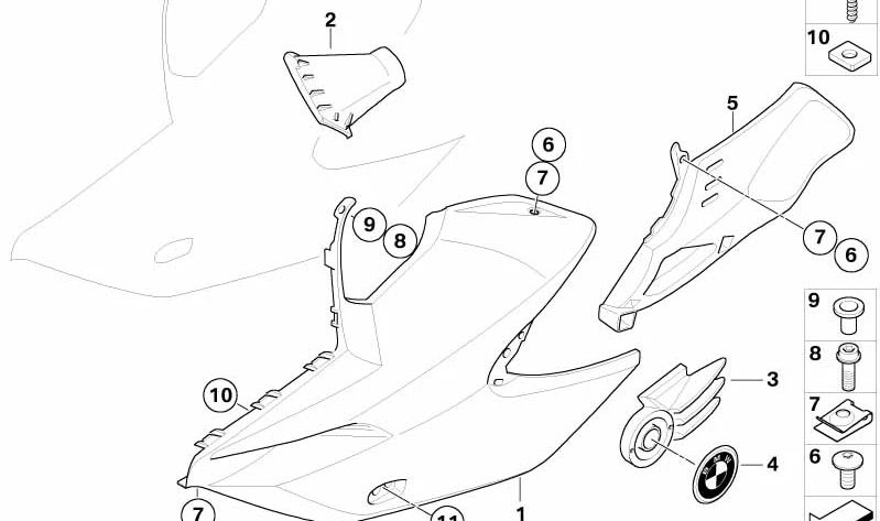 Placa soporte con emblema izquierdo OEM 46637695477 para BMW Motorrad R1200GS LC, R1200GS Adventure LC, R1250GS, R1250GS Adventure. Original BMW Motorrad.