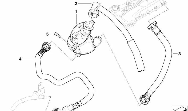 Tubo de retorno de aceite OEM 11157533346 para BMW E87, E90, E91, E85. Compatible con sistemas de ventilación del cárter. Original BMW.