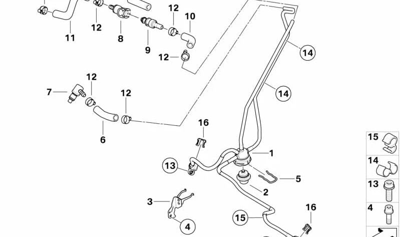 Tubo flexible de combustible OEM 13537692377 para motos BMW R 1200 RT (K26), R 900 RT (K26) de 2004 a 2014. Original BMW Motorrad.