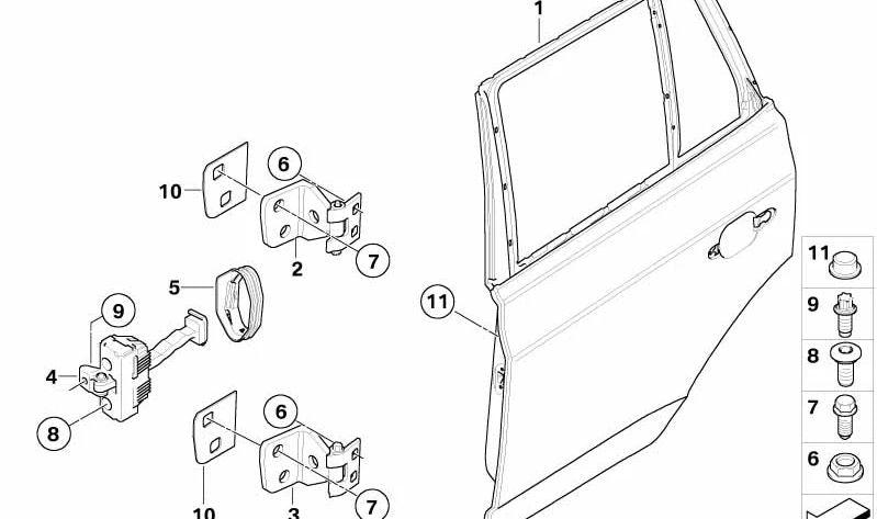 Tope de puerta trasera OEM 41527176802 para BMW X3 E83, E83N. Original BMW.