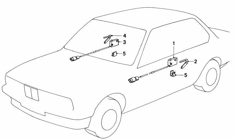 Palanca izquierda OEM 61311368987 para BMW E30, E28, E24, E23. Parte del sistema de cierre centralizado. Original BMW.