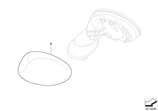 Cubierta de espejo derecho imprimada OEM 51167030636 para MINI R50, R52, R53. Original MINI.