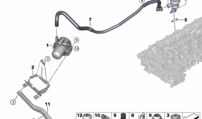 Soporte derecho OEM 17117583120 para BMW F07, F10, F11, F06, F12, F13, F01, F02, F04. Compatible con sistemas de refrigeración. Original BMW.
