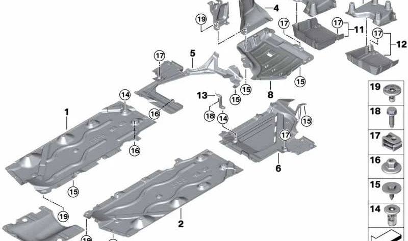 Right Tank Lower Guard OEM 51757290812 for BMW F45, F46. Original BMW.