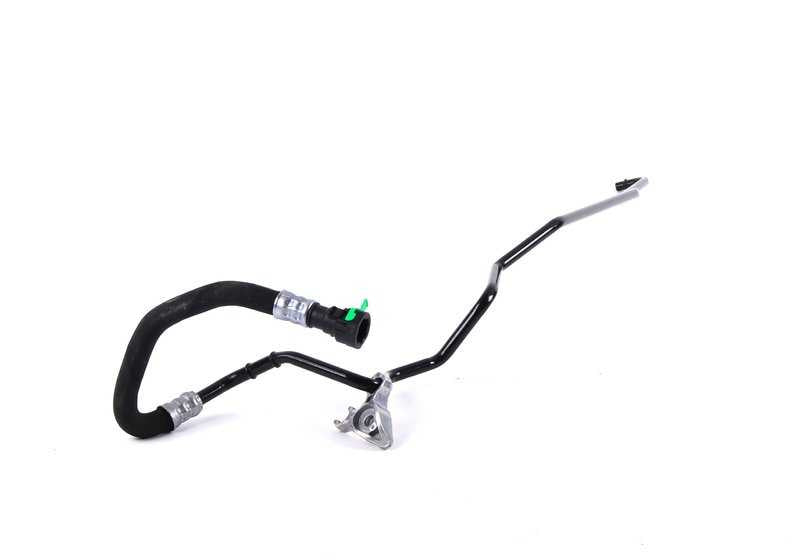 Tubería de retorno del radiador de aceite OEM 17227572712 para BMW E82, E88, E90, E90N, E91, E91N, E92, E92N, E93, E93N. Original BMW.