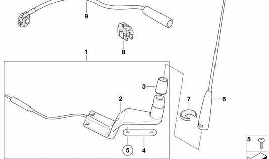 OEM radio antenna 65217686568 for BMW Motorrad K 1200 LT, K 1200 RS. Original BMW Motorrad.