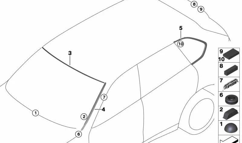 Left rear side Mold OEM 51377289723 for BMW F15, F85. Original BMW.