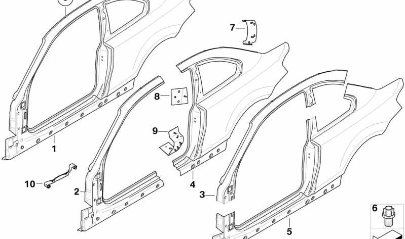 Soporte lateral pilar A izquierdo OEM 41217177361 para BMW E81, E82, E87, E88. Original BMW.