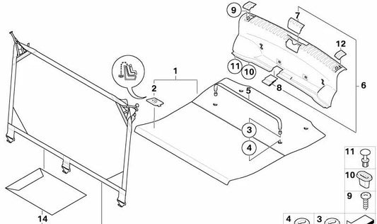 OEM -Boot -Beschützer 51477123335 für BMW E81, E87, E87N. Originales BMW -Stück zum Schutz des Eingangs zum Kofferraum von Chafing und Schlägen.
