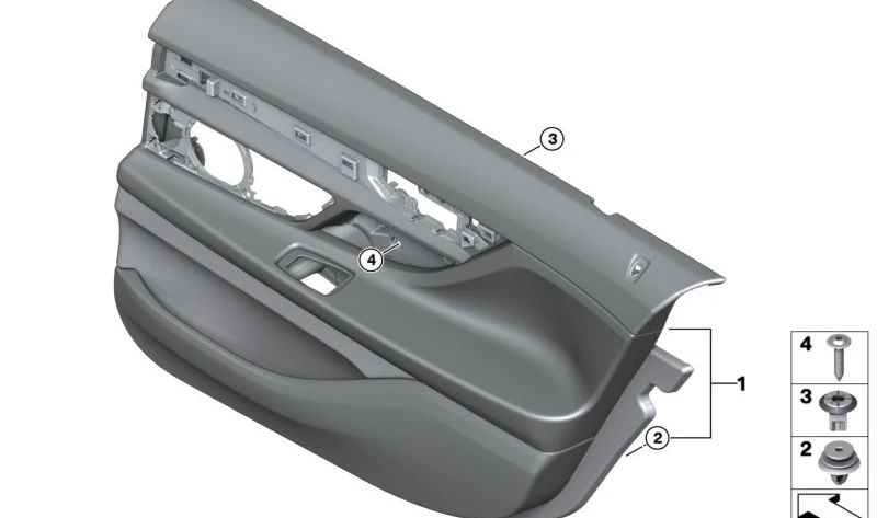 Panel interior puerta trasera derecha en cuero negro/mokka OEM 51427448326 para BMW Serie 7 G12 {725Ld, 730Ld, 730Ld xDrive}. Recambio original BMW.