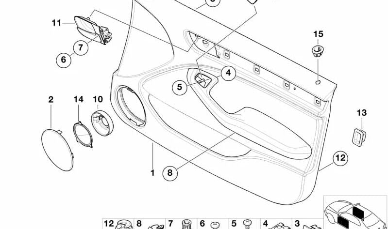Abridor de puerta interior izquierdo para BMW Serie 3 E46 (OEM 51418200723). Original BMW