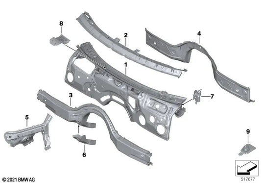 Pared de separación de compartimento de motor izquierda OEM 41007486645 para BMW Serie 2 G42, Serie 3 G20, Serie 4 G22... y más. Original BMW.