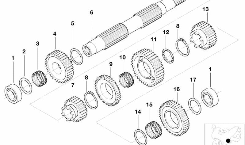 Mudar Piñón 1º de março OEM 23212330211 para motocicletas BMW R1150GS, R1150RT, K1200RS ... e muito mais. BMW Motorrad original.