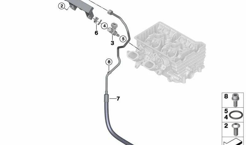 Tubo de combustible OEM 13538542339 para BMW i3 I01, I01N. Componente del sistema de inyección. Original BMW.
