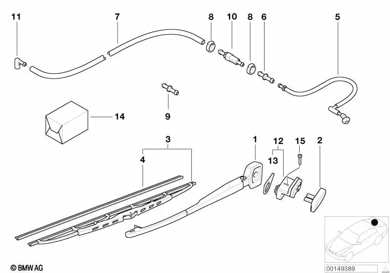 Bico de pulverização com mangueira para BMW E39 (OEM 61688224840). BMW original