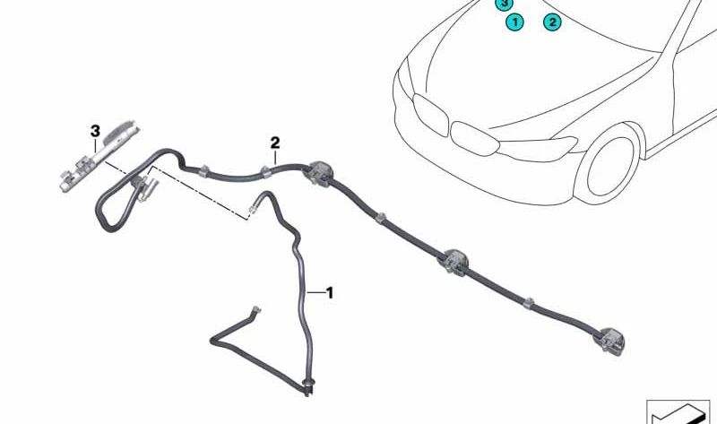 Cadena de difusores del limpiaparabrisas OEM 61667388756 para BMW F90, F90N, G30, G30N, G31, G31N, G38, G38N. Original BMW.