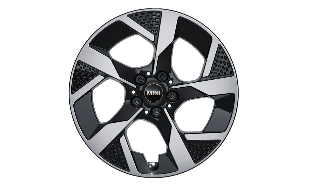 Llanta de aluminio Slide Spoke 18" OEM 36105A72875 para MINI Cooper J01, Aceman J05, eje delantero y trasero, color negro azabache/pulido. Original MINI.