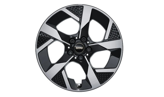 Llanta de aluminio Slide Spoke 18" OEM 36105A72875 para MINI Cooper J01, Aceman J05, eje delantero y trasero, color negro azabache/pulido. Original MINI.