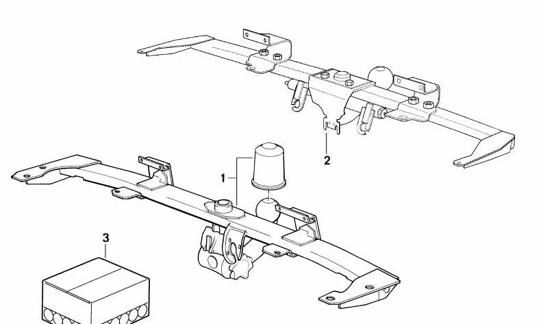 Towing détachable OEM 71601139296 pour BMW E34 518G, 518i, 520i, 525i. Compatible avec les versions manuelles et automatique à traction arrière. BMW d'origine.