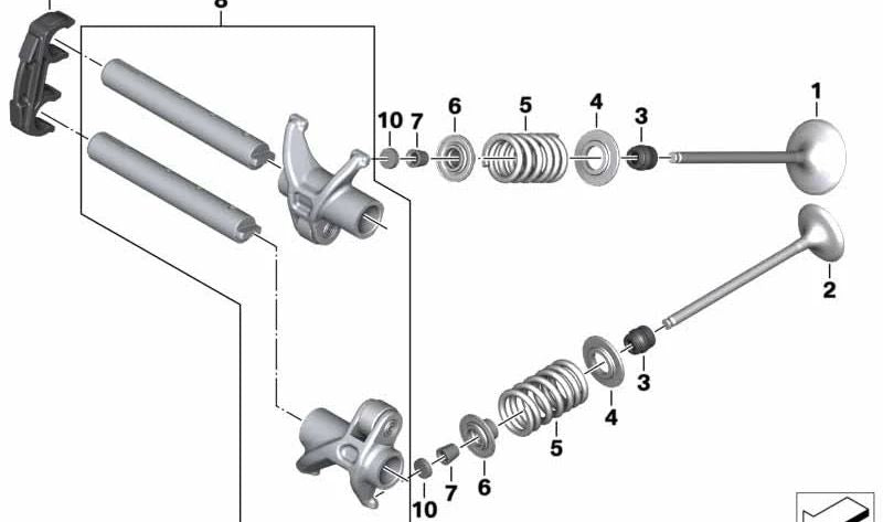 Kit balancines OEM 11337108156 para BMW Motorrad R3 1929-1932, R4 1932-1934, R35 1937-1940, R20 1937-1938. Repuesto original BMW Motorrad.