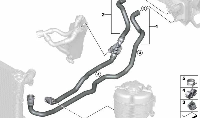 Manguera de refrigerante (ida) OEM 64219398954 para BMW G20, G20N, G21, G21N, G28, G28N, G22, G22N, G23, G23N, G26, G26N, G42. Recambio original BMW.