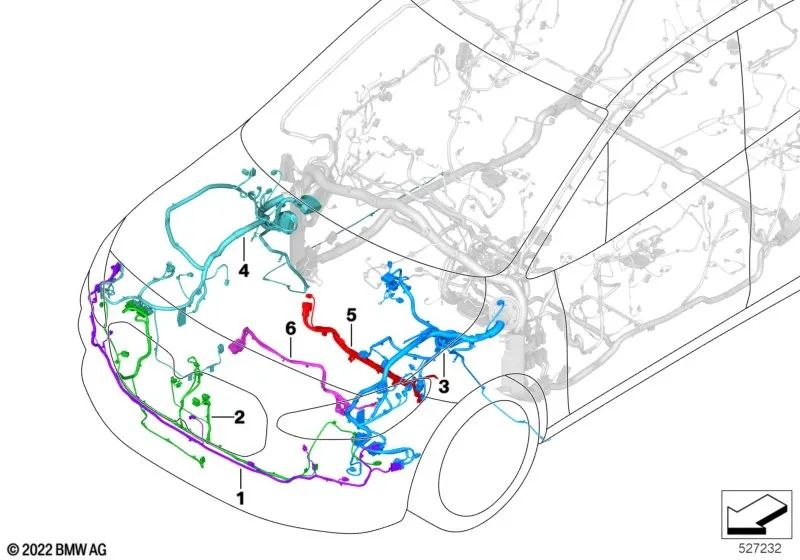 Fiação do para-choque dianteiro para BMW U11, U12 (OEM 61125A43564). BMW original