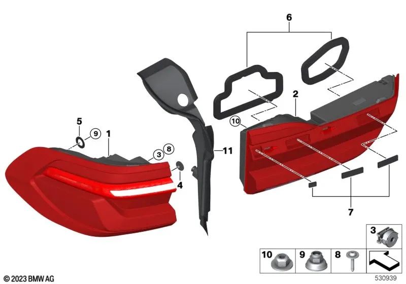 Luz do tronco direito para BMW G07N (OEM 63219881358). BMW original.