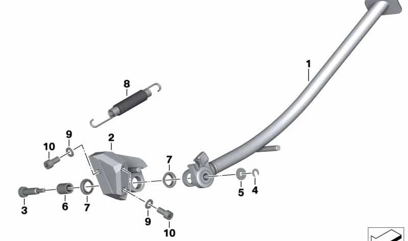 Muelle de tensión lateral OEM 46537687070 para BMW R1200GS, HP2 Enduro, HP2 Megamoto, HP2 Sport, R1200S. Original BMW Motorrad.