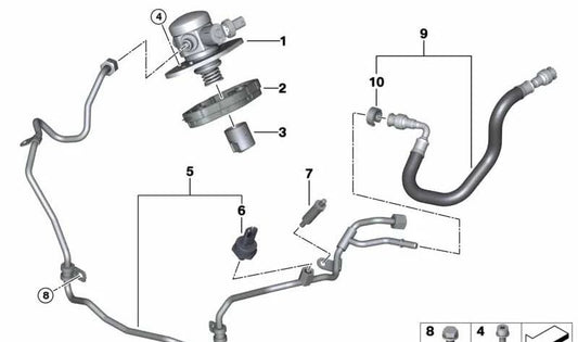 Tubería de combustible OEM 13538096112 para BMW MG09, X5 F95 y G05 (modelos XM Label, X5 M, X5 M Competition, X5 M60i xDrive). Original BMW.